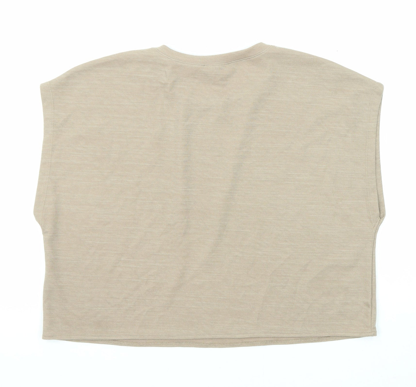 Zara Womens Beige Cotton Basic T-Shirt Size S Crew Neck