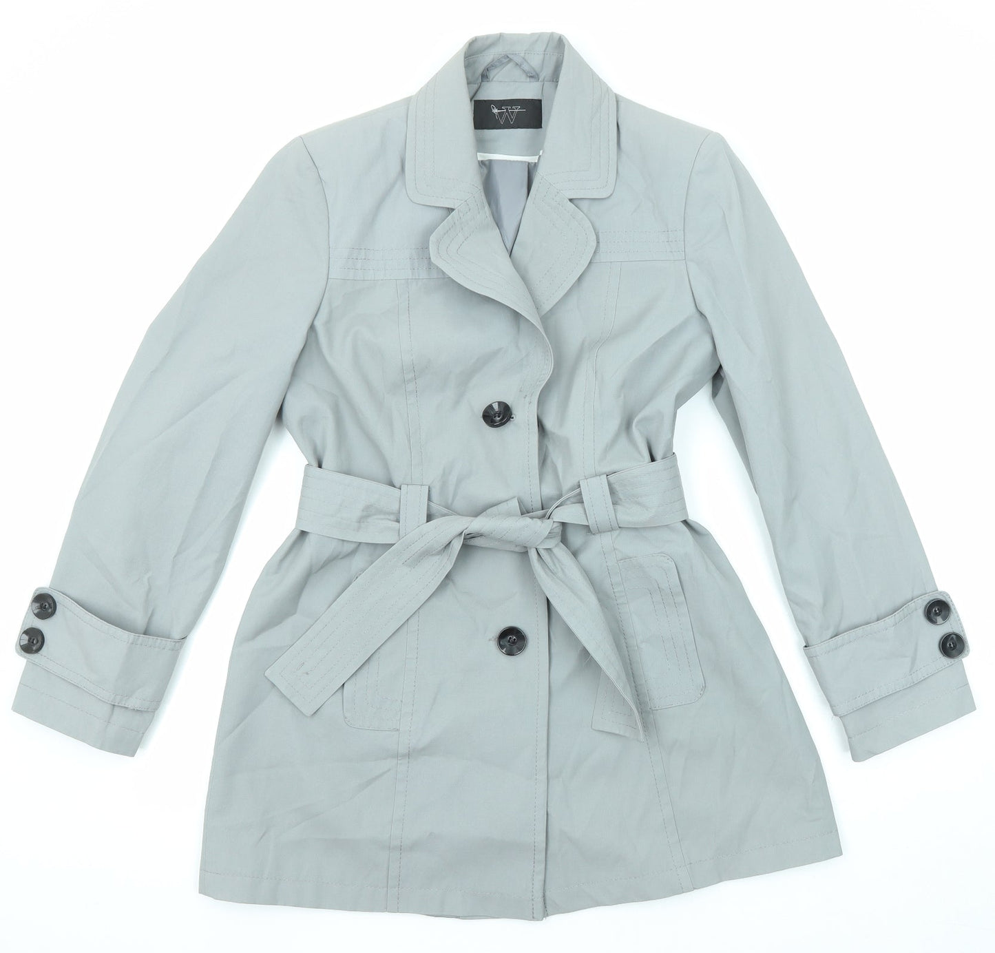 BHS Womens Grey Pea Coat Coat Size 12 Button