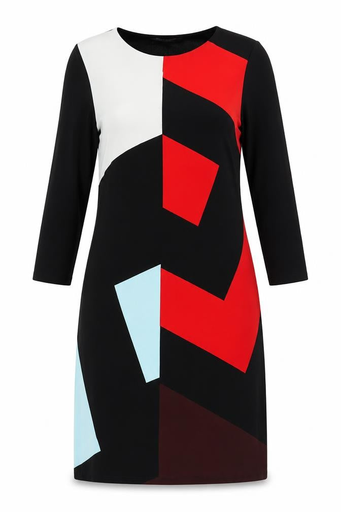 Marks & Spencer Womens Multicoloured Colourblock Polyester Shift Size 8 Boat Neck Pullover