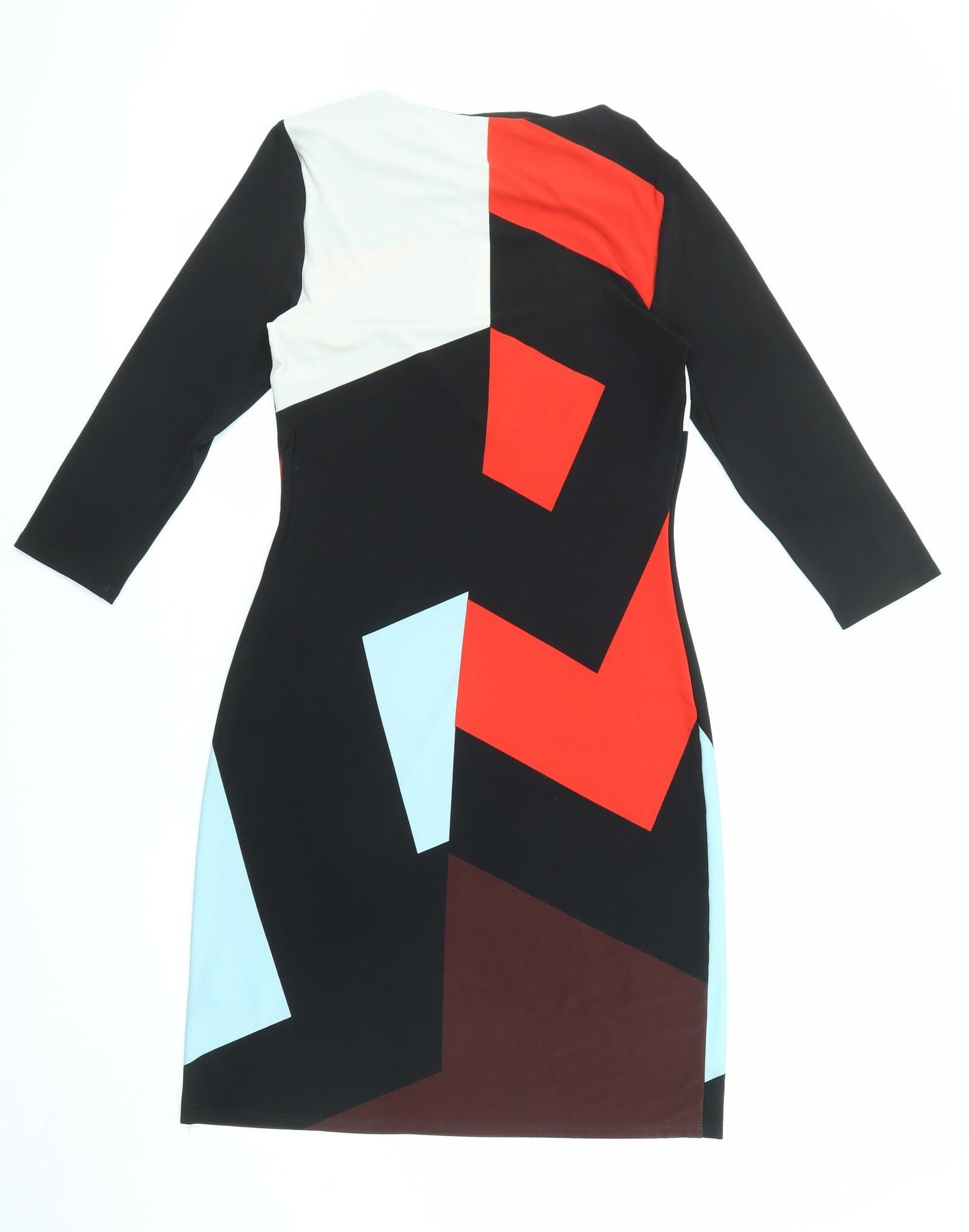 Marks and Spencer Womens Multicoloured Colourblock Polyester Shift Size 8 Boat Neck Pullover