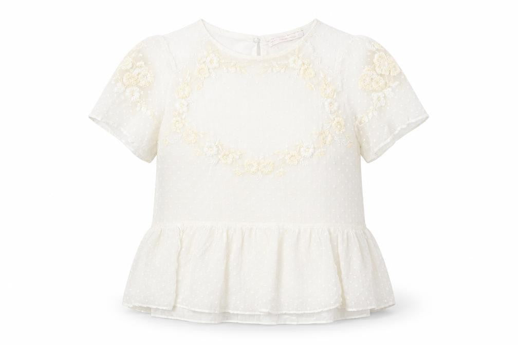 Zara Womens White Polyester Basic Blouse Size XS Round Neck - Peplum