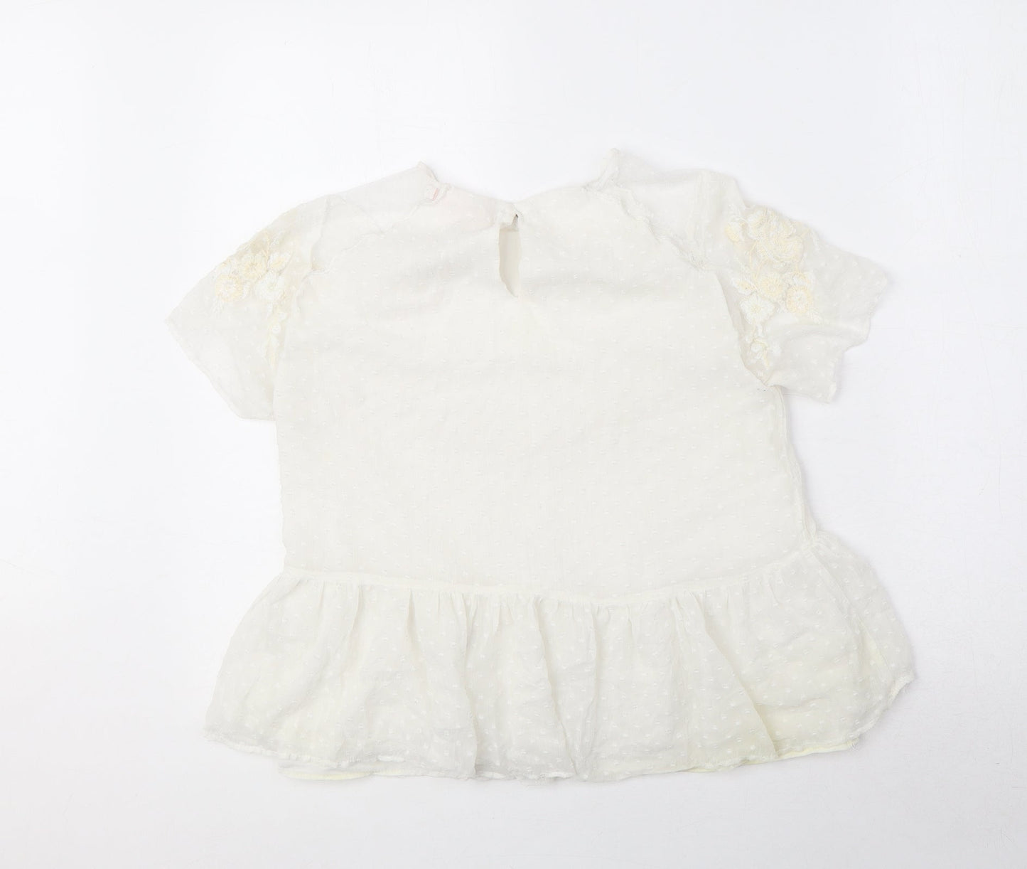 Zara Womens White Polyester Basic Blouse Size XS Round Neck - Peplum