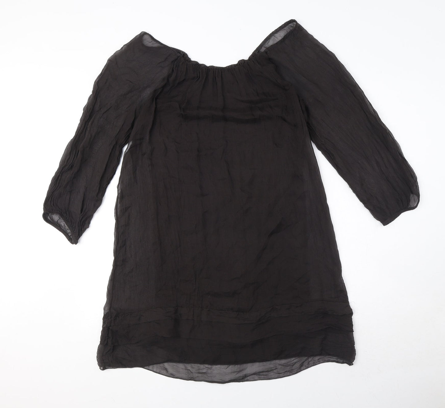 Phase Eight Womens Black Polyester Sheath Size M Boat Neck Pullover