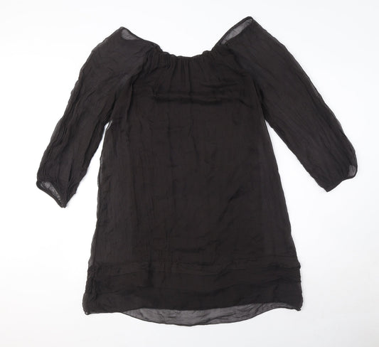 Phase Eight Womens Black Polyester Sheath Size M Boat Neck Pullover
