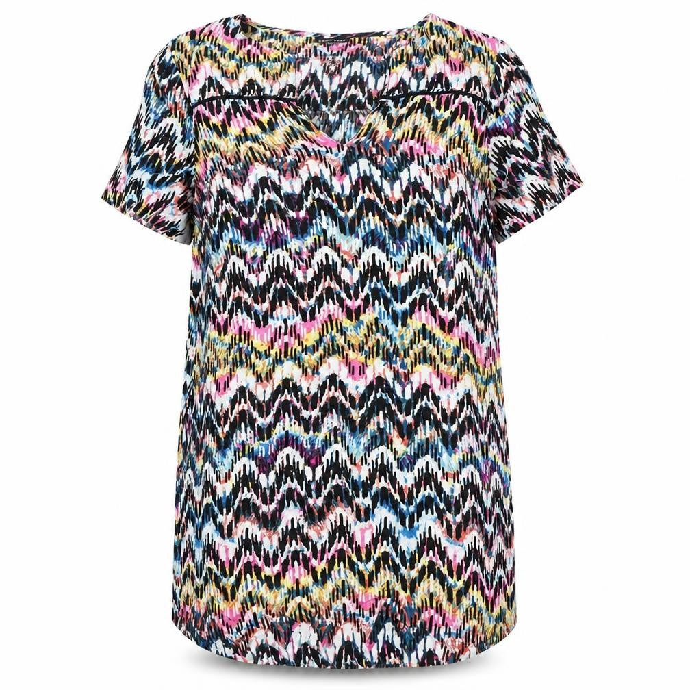 Warehouse Womens Multicoloured Geometric Polyester A-Line Size 12 V-Neck Pullover