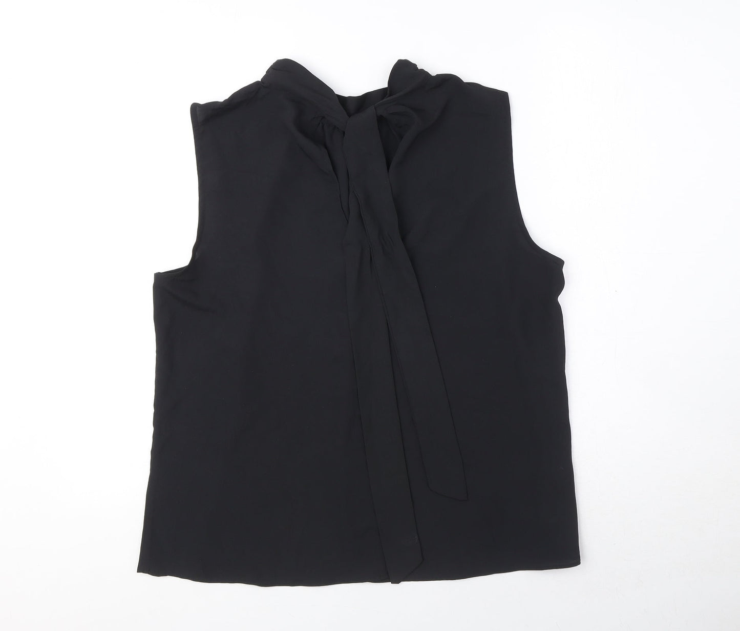 H&M Womens Black Polyester Basic Blouse Size L Mock Neck