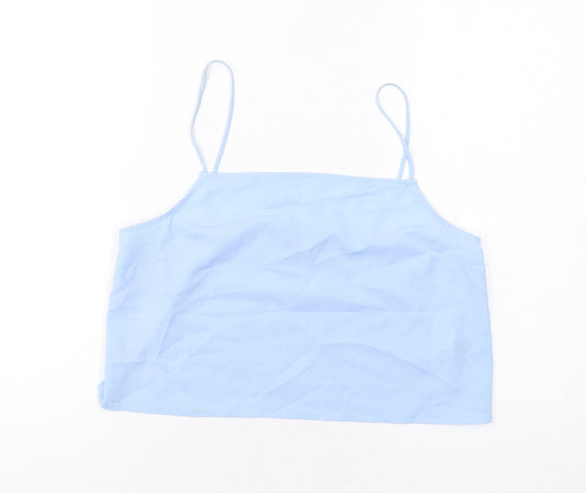 Topshop Womens Blue Polyester Cropped Tank Size 10 Square Neck