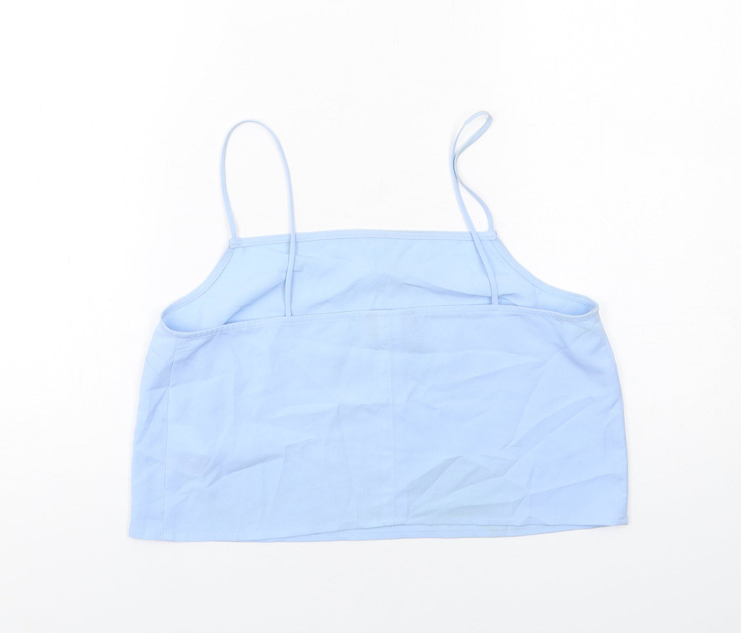 Topshop Womens Blue Polyester Cropped Tank Size 10 Square Neck