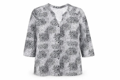 Bonmarché Womens White Animal Print Viscose Basic Button-Up Size 16 V-Neck