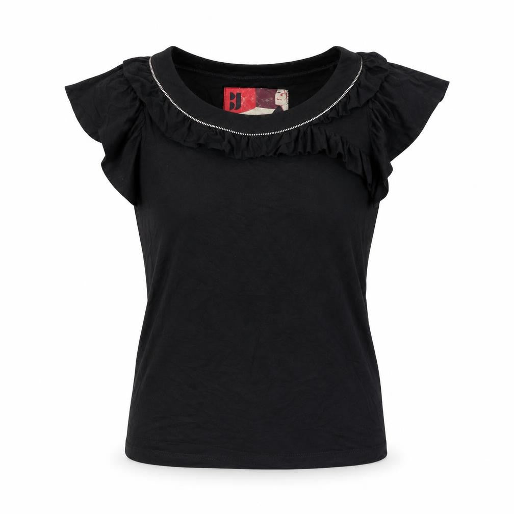 Betty Jackson Womens Black Viscose Basic T-Shirt Size 8 Round Neck