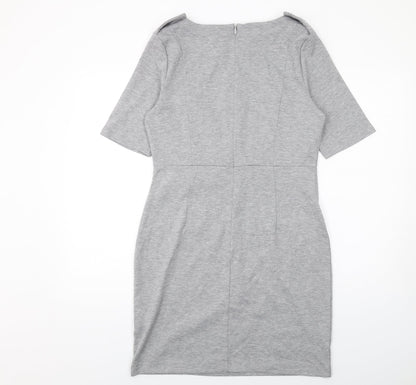 Next Womens Grey Polyester Shift Size 12 Round Neck Zip