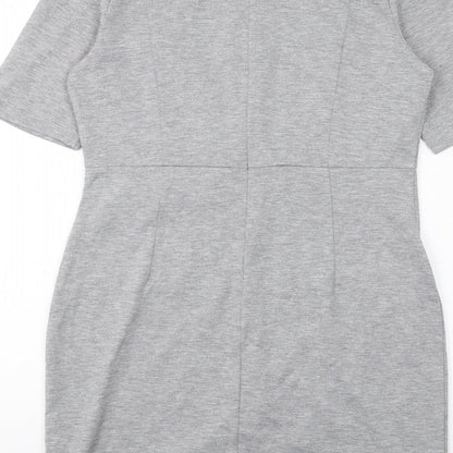 Next Womens Grey Polyester Shift Size 12 Round Neck Zip