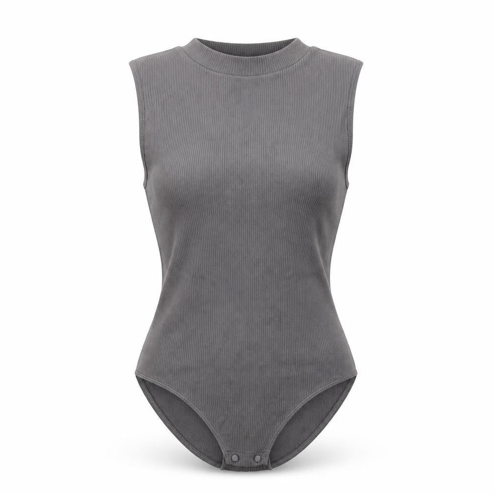 Stradivarius Womens Grey Polyamide Bodysuit One-Piece Size M Snap