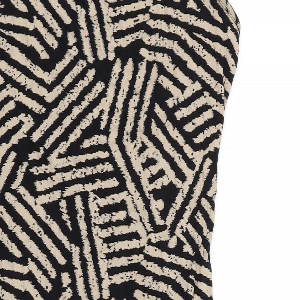 Apricot Womens Black Geometric Viscose Pencil Dress Size 12 Crew Neck Pullover