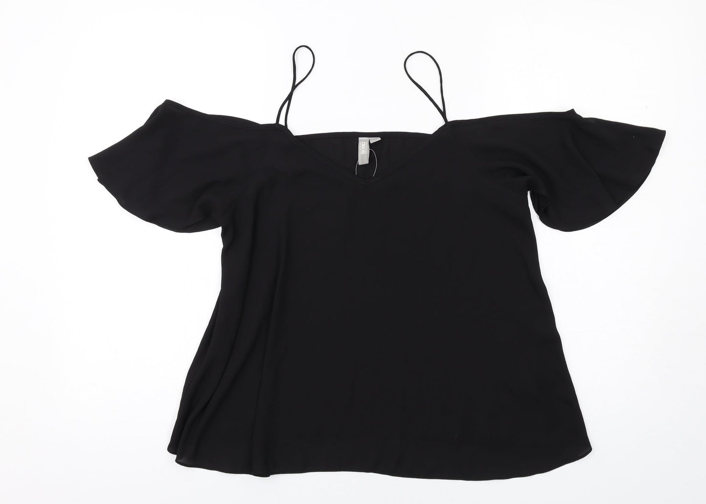 ASOS Womens Black Polyester Basic Blouse Size 12 Off the Shoulder