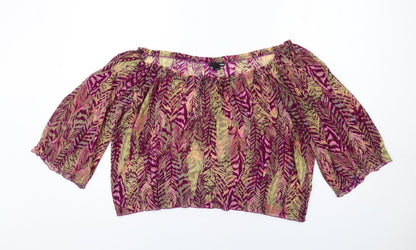 H&M Womens Multicoloured Animal Print Polyester Basic Blouse Size S Off the Shoulder