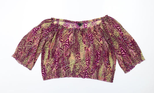 H&M Womens Multicoloured Animal Print Polyester Basic Blouse Size S Off the Shoulder