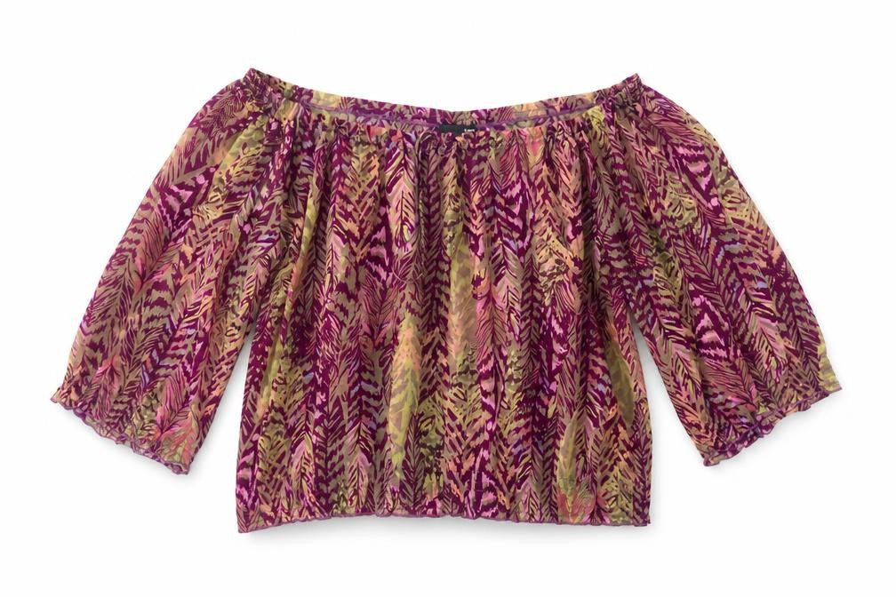 H&M Womens Multicoloured Animal Print Polyester Basic Blouse Size S Off the Shoulder