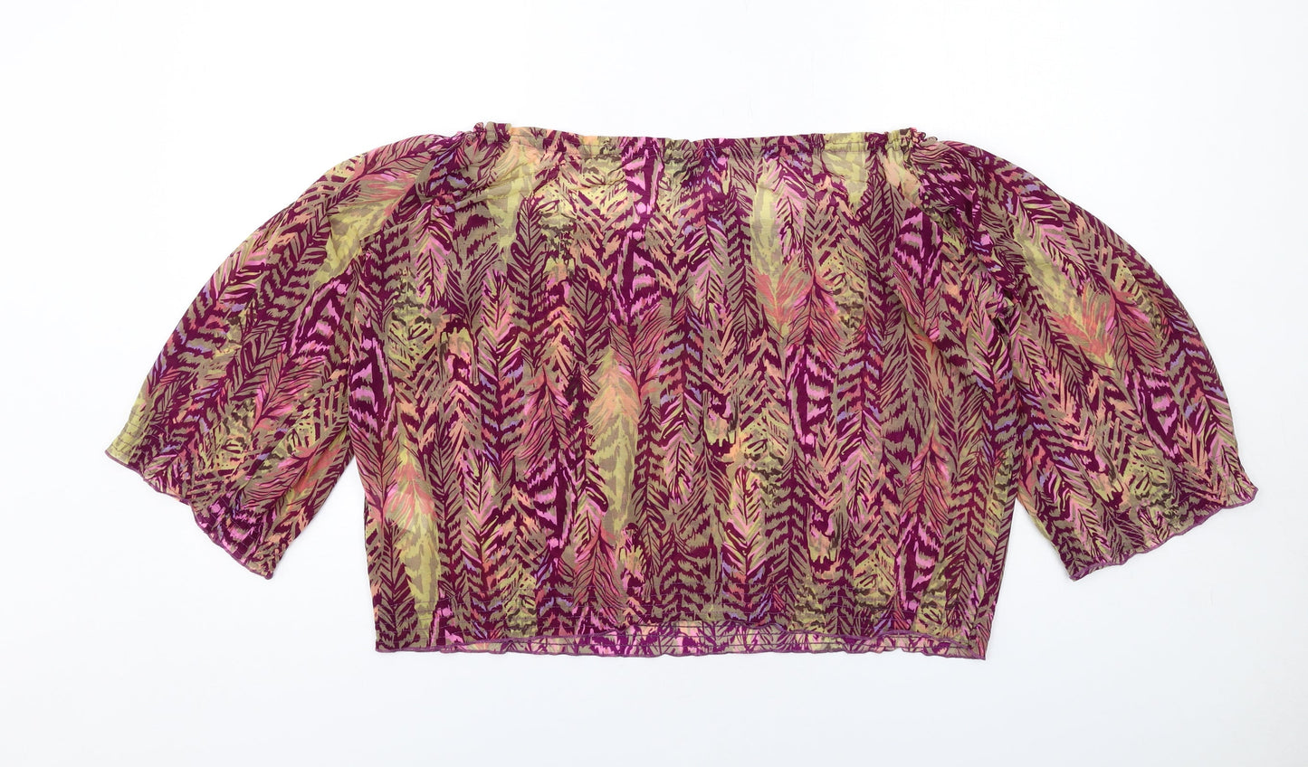 H&M Womens Multicoloured Animal Print Polyester Basic Blouse Size S Off the Shoulder