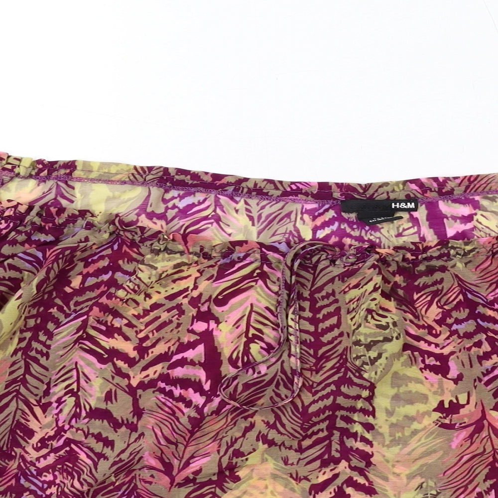 H&M Womens Multicoloured Animal Print Polyester Basic Blouse Size S Off the Shoulder