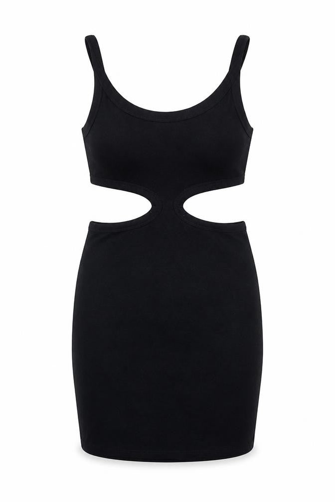 Motel Womens Black Cotton Bodycon Size S Scoop Neck Pullover