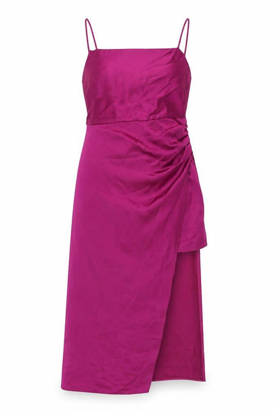 Zara Womens Purple Polyester Slip Dress Size M Square Neck Zip