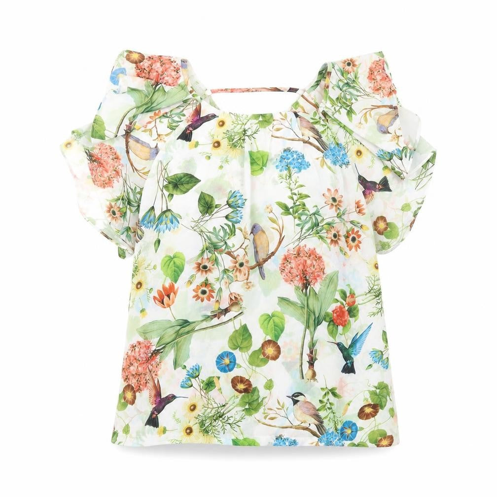 Holly Bracken Womens Multicoloured Floral Polyester Basic Blouse Size S Round Neck