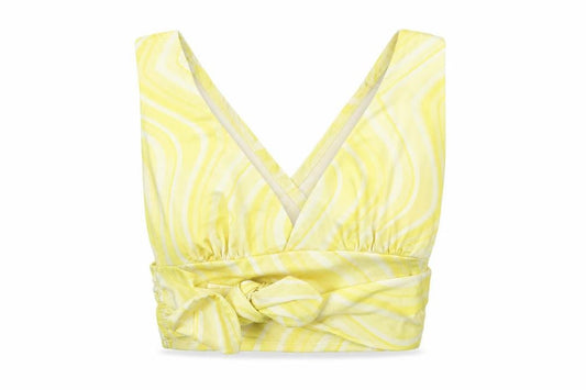 Urban Outfitters Womens Yellow Geometric Polyester Cropped Tank Size S V-Neck