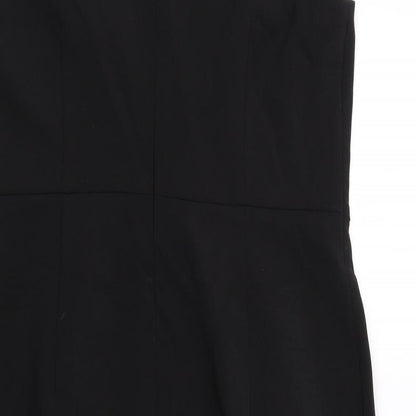 Brand and care label for Autograph women’s black polyester shift, size UK 14, boat neck zip