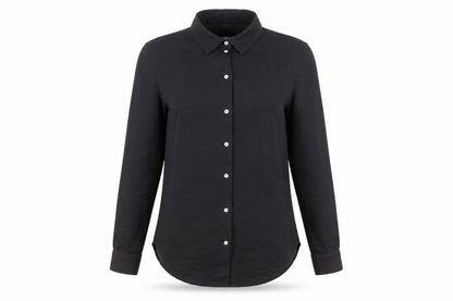 River Island Womens Black Polyester Basic Button-Up Size 10 Collared