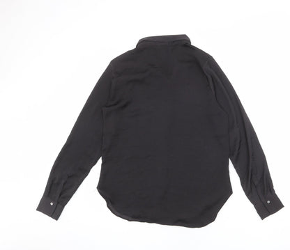 River Island Womens Black Polyester Basic Button-Up Size 10 Collared