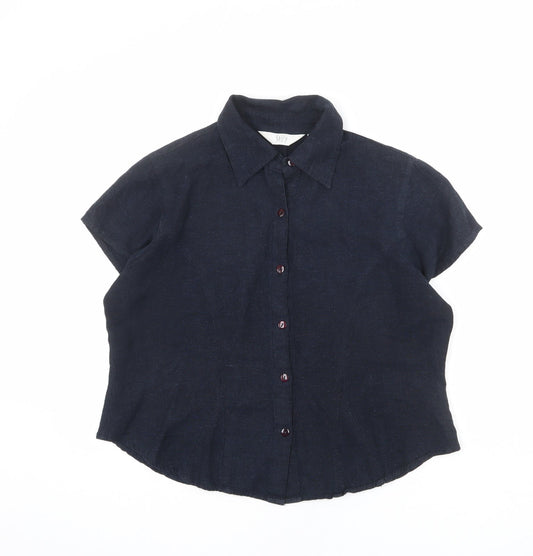 Spicy Womens Blue Viscose Basic Button-Up Size 16 Collared