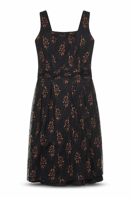 ICENI Womens Black Geometric Polyester Shift Size 10 Square Neck Zip