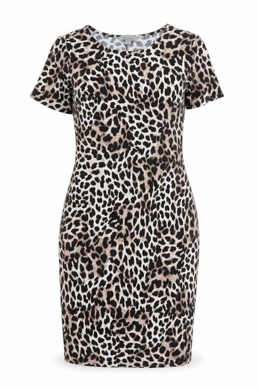 Dorothy Perkins Womens Multicoloured Animal Print Viscose Shift Size 14 Round Neck Pullover - Cheetah pattern