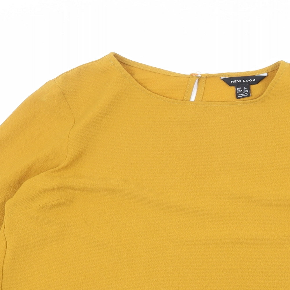 New Look Womens Orange Polyester Basic Blouse Size 8 Round Neck