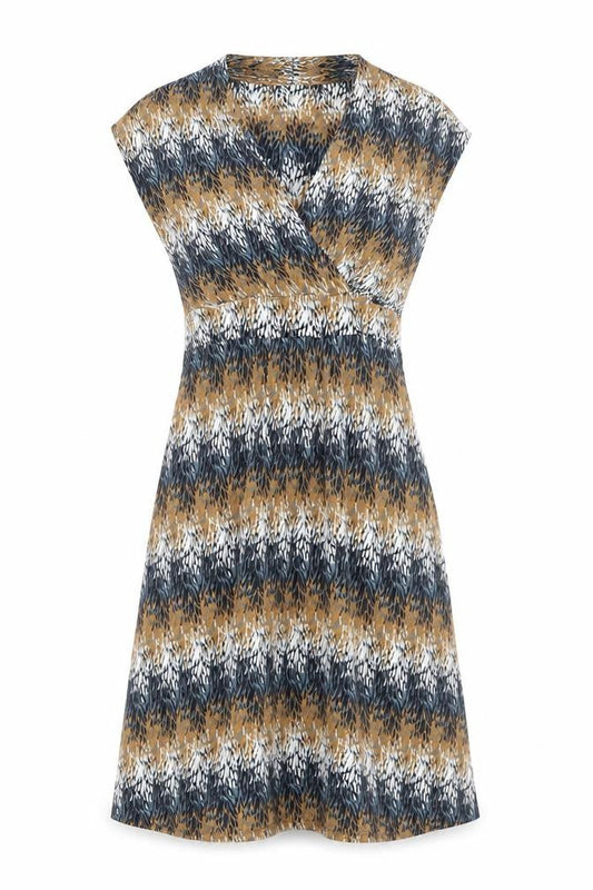 Monsoon Womens Multicoloured Geometric Viscose A-Line Size 8 V-Neck Pullover