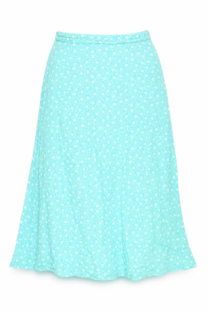 Warehouse Womens Blue Floral Viscose A-Line Skirt Size 30 in Button