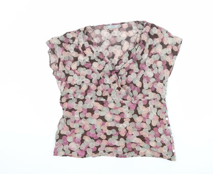 Marks & Spencer Womens Multicoloured Geometric Viscose Basic Blouse Size 12 V-Neck