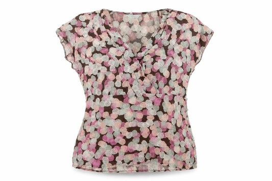 Marks and Spencer Womens Multicoloured Geometric Viscose Basic Blouse Size 12 V-Neck