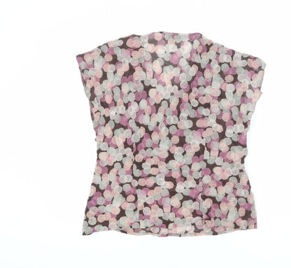 Marks & Spencer Womens Multicoloured Geometric Viscose Basic Blouse Size 12 V-Neck