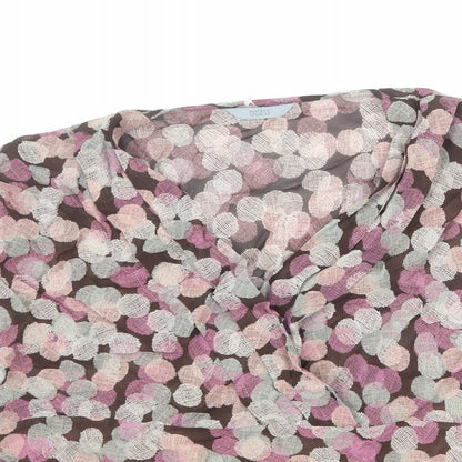 Marks & Spencer Womens Multicoloured Geometric Viscose Basic Blouse Size 12 V-Neck