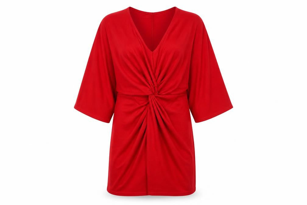 Quiz Womens Red Polyester A-Line Size 10 V-Neck Pullover - Twist Detail