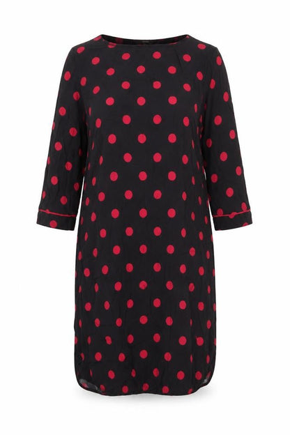 Next Womens Black Polka Dot Viscose Shift Size 12 Round Neck Pullover