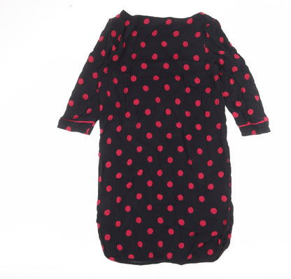 Next Womens Black Polka Dot Viscose Shift Size 12 Round Neck Pullover