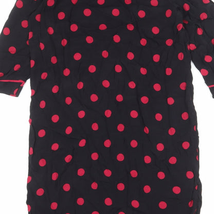 Next Womens Black Polka Dot Viscose Shift Size 12 Round Neck Pullover