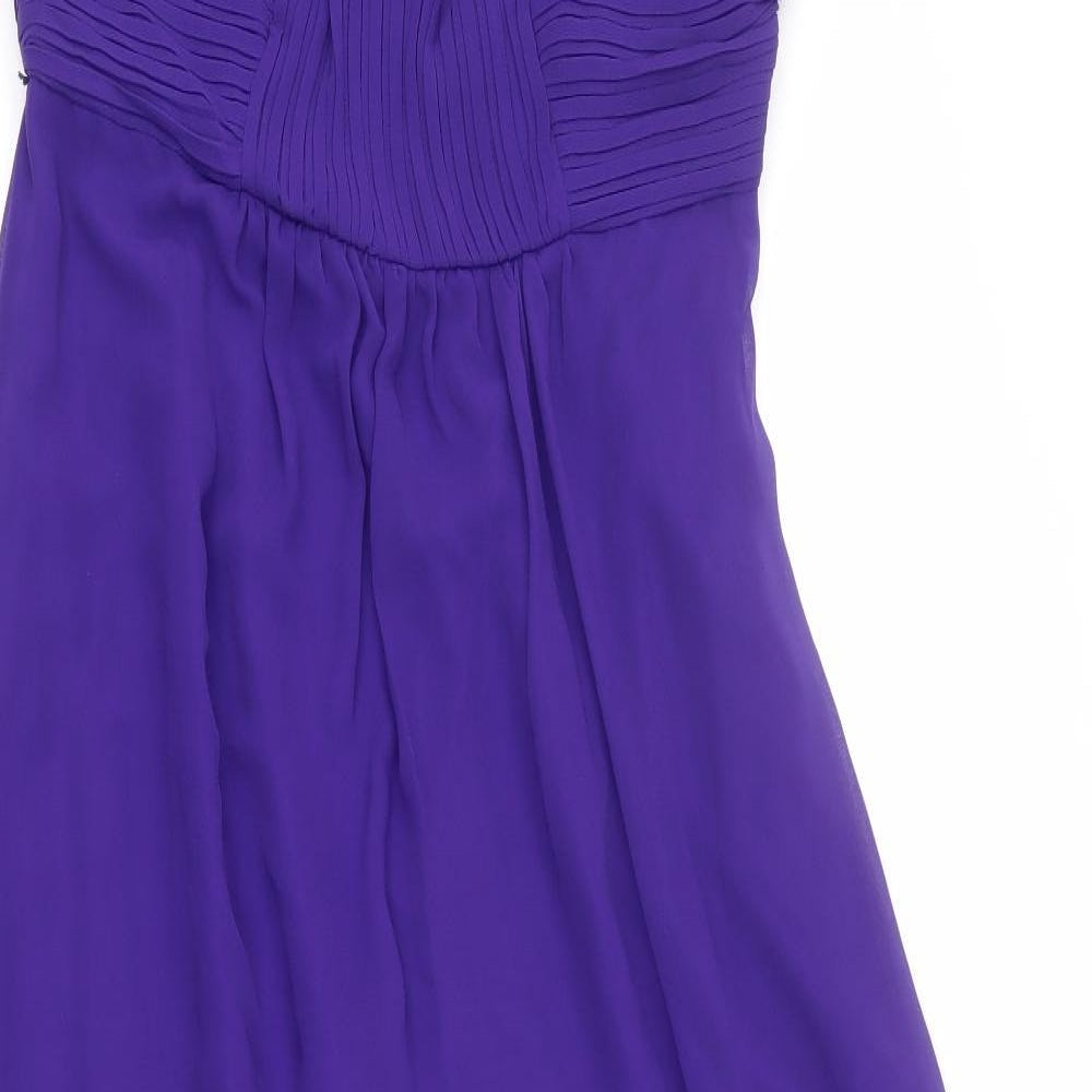 Debut Womens Purple Polyester Ball Gown Size 14 Off the Shoulder Zip - Detachable straps included