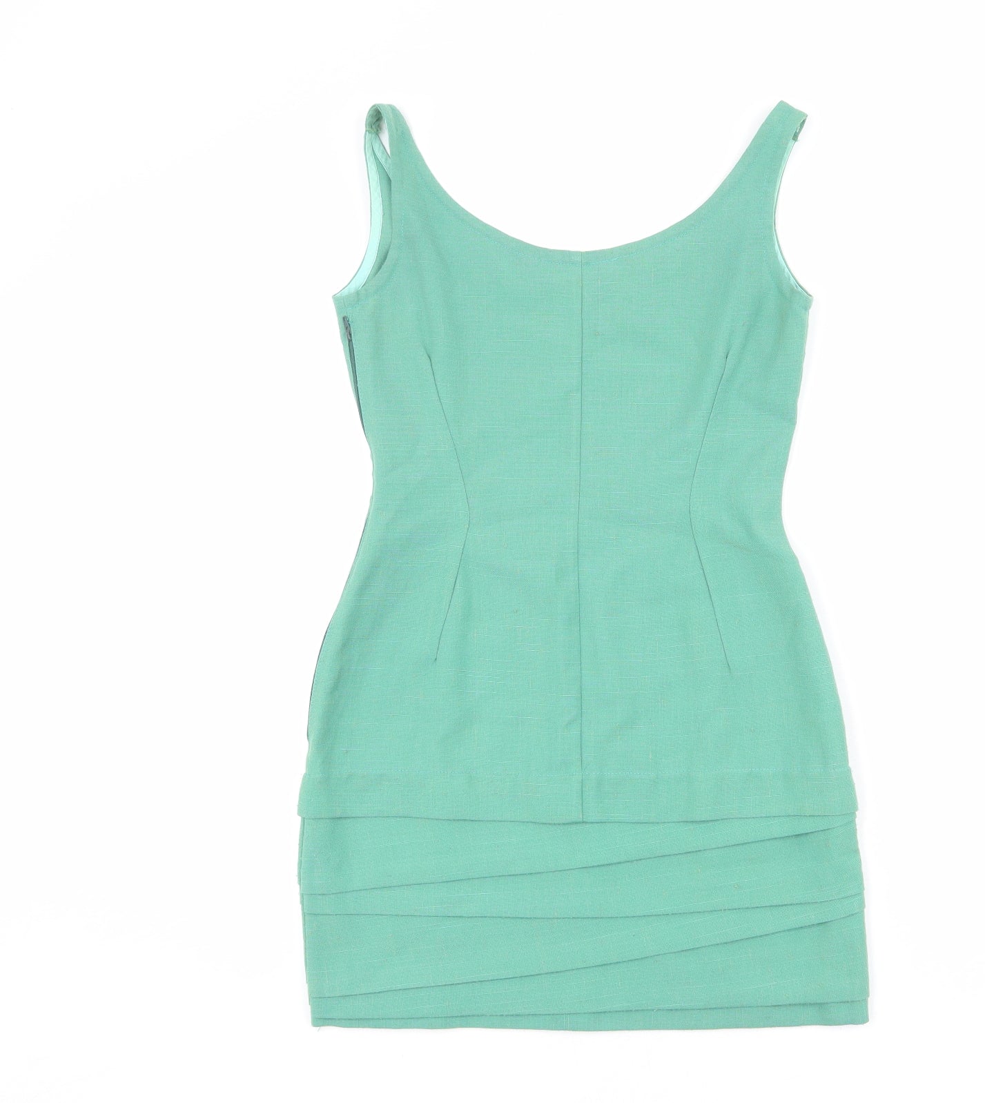 Abigail Porter Womens Green Polyester Mini Size 12 Scoop Neck Zip
