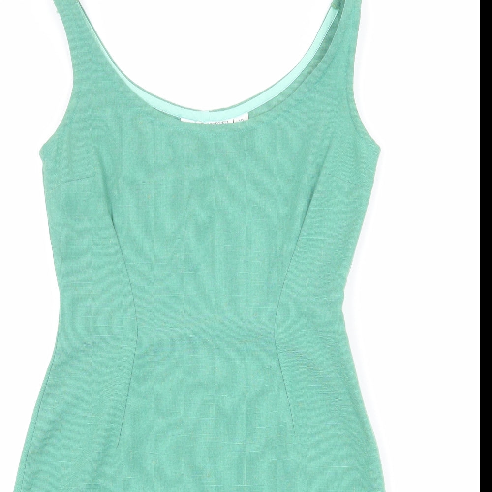 Abigail Porter Womens Green Polyester Mini Size 12 Scoop Neck Zip