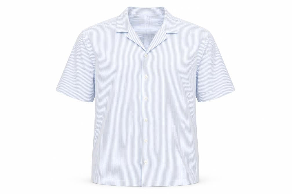 Marks & Spencer Mens Blue Striped Cotton Button-Up Size M Collared Button