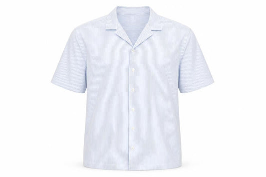 Marks & Spencer Mens Blue Striped Cotton Button-Up Size M Collared Button